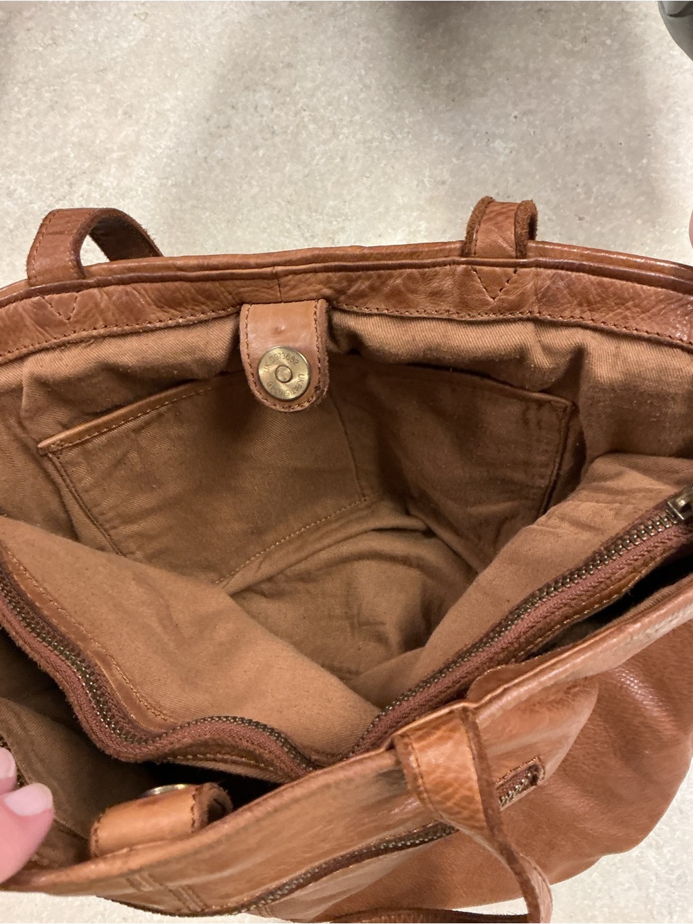 Vintage FOSSIL Cognac Woven Leather Tote Bag - Boho Y2K Basketweave Shoulder Bag - Picture 5 of 12